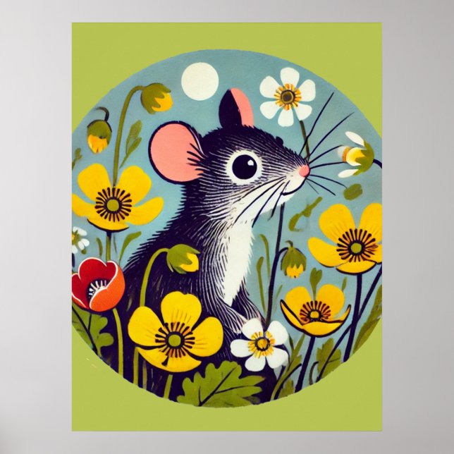 Retro Mouse with Buttercup  Poster (Front)