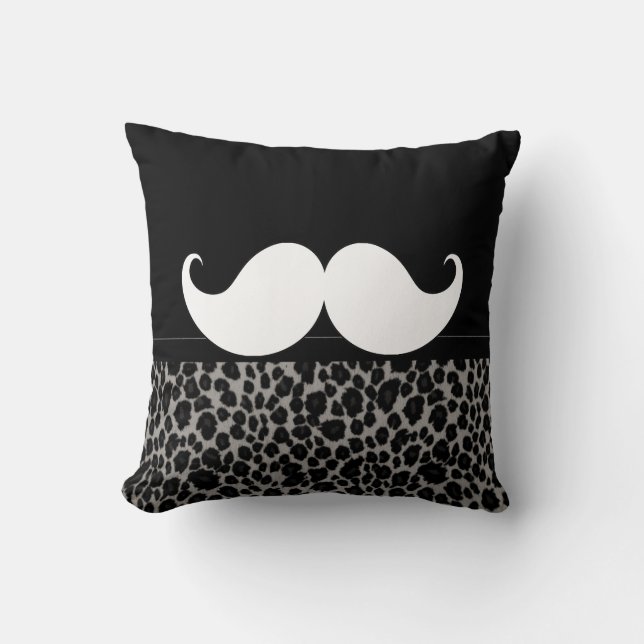 Retro Moustache Animal Print Cushion (Front)