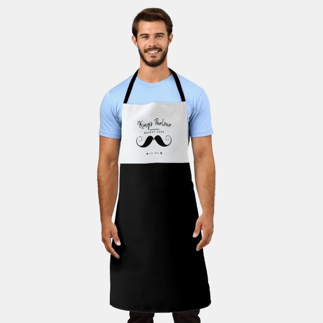Retro Moustache - Barber Shop  Adult Apron (Worn)