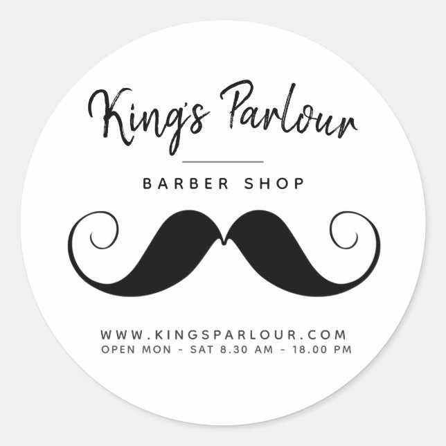 Retro Moustache  - Barber Shop Classic Round Sticker (Front)