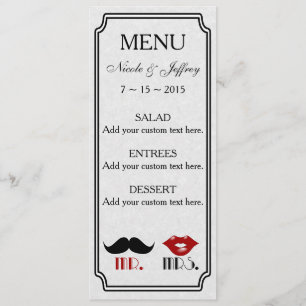 Retro Moustache Custom Wedding Menu