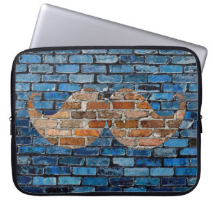 Retro Moustache Moustache Stache on Brick Wall Laptop Sleeve