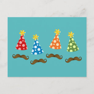 Retro Moustache Party Invitation Postcard