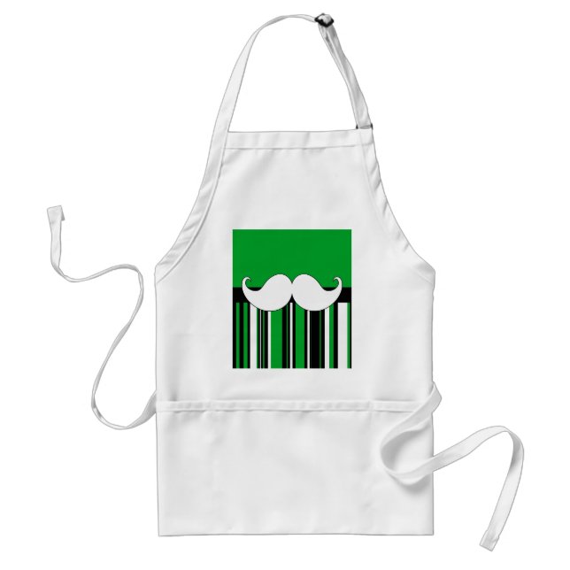 Retro Moustache Stache Moustache with Green Standard Apron (Front)