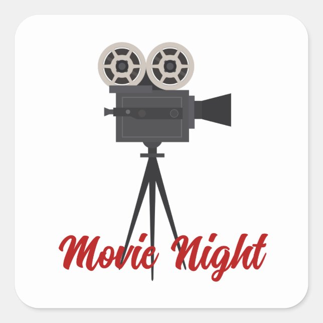 Retro Movie Camera Customisable Square Sticker (Front)