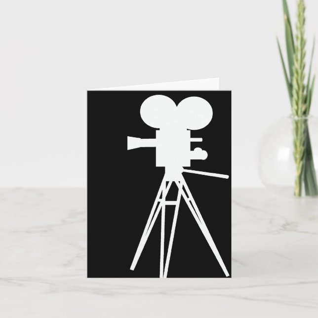 Retro Movie Camera Silhouette Card (Front)