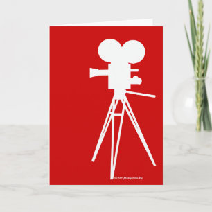 Retro Movie Camera Silhouette Card