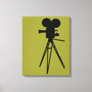 Retro Movie Camera Silhouette Custom Art Canvas
