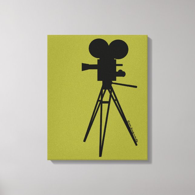 Retro Movie Camera Silhouette Custom Art Canvas (Front)