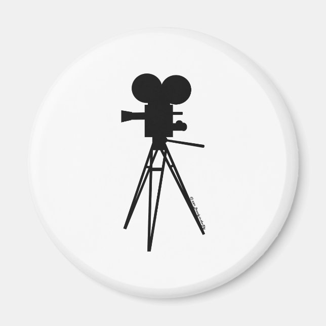 Retro Movie Camera Silhouette Magnet (Front)