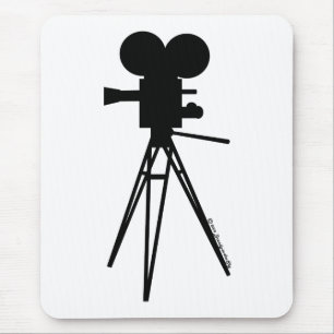 Retro Movie Camera Silhouette Mouse Mat