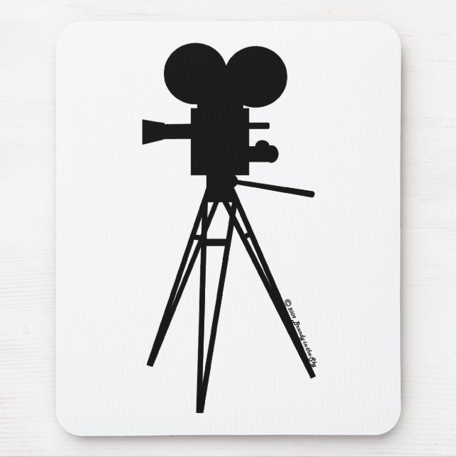 Retro Movie Camera Silhouette Mouse Mat (Front)
