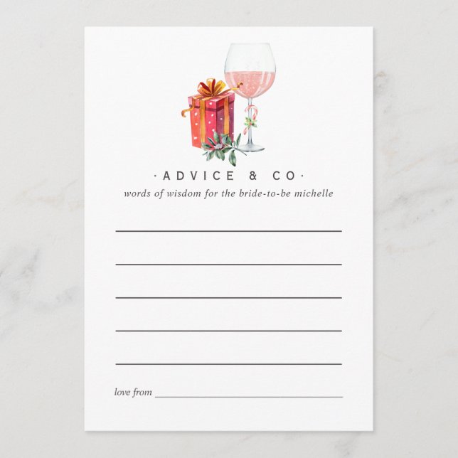 Retro Movie Christmas Bridal Shower Advice (Front)