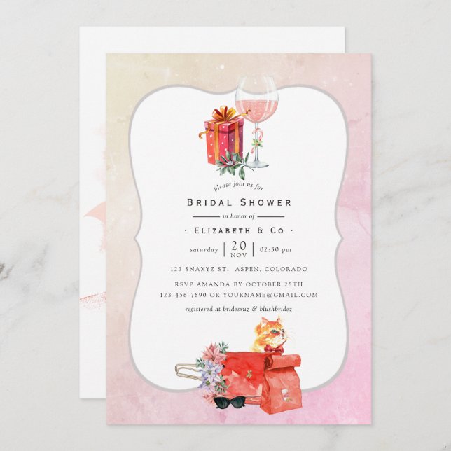 Retro Movie Christmas Bridal Shower Invitation (Front/Back)