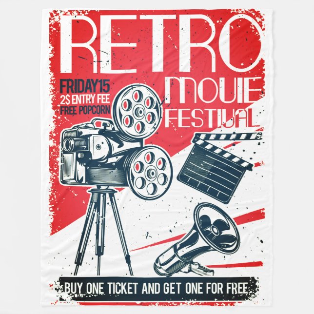 Retro Movie Festival Fleece Blanket (Front)