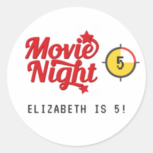 Retro Movie Night Birthday Party Classic Round Sticker
