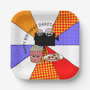 Retro Movie Night Birthday Party Paper Plate