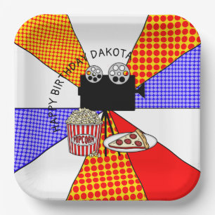 Retro Movie Night Birthday Party Paper Plate