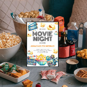 Retro Movie Night Kids Birthday Invitation