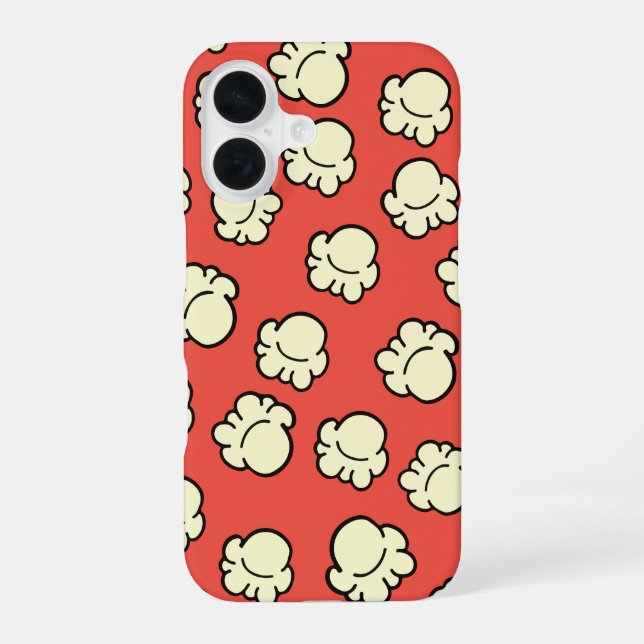 Retro Movie Night Popcorn Pattern Bold Red iPhone 16 Case (Back)