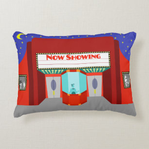 Retro Movie Theatre Accent Pillow