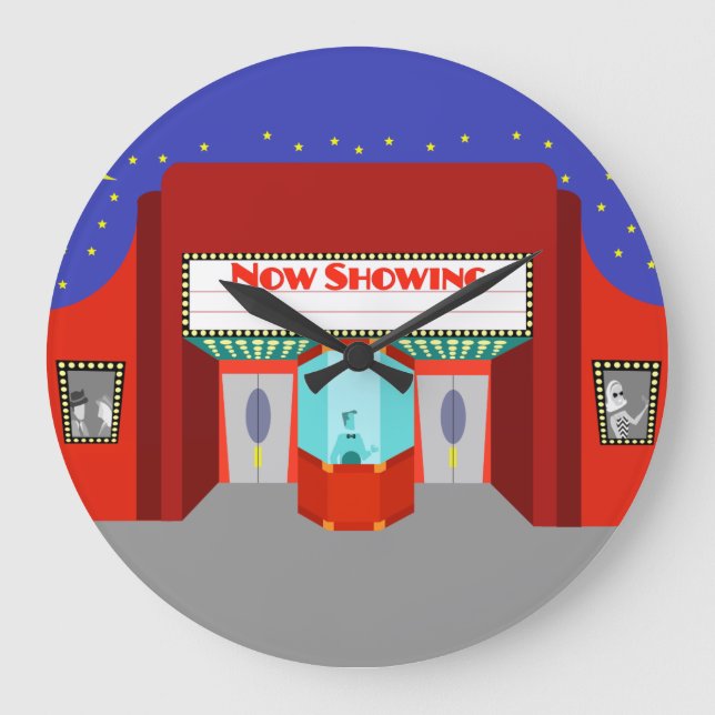 Retro Movie Theatre Acrylic Round Wall Clock (Front)