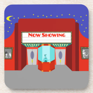 Retro Movie Theatre Hard Plastic Coasters
