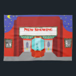 Retro Movie Theatre Kitchen Towel<br><div class="desc">The stars are out in full force on this Retro Movie Theatre Kitchen Towel--both the stars in the night sky and the stars on the silver screen. This 1960's style, minimalist art design features the exterior of a classic movie house from the Golden Age of Cinema. The red building has...</div>