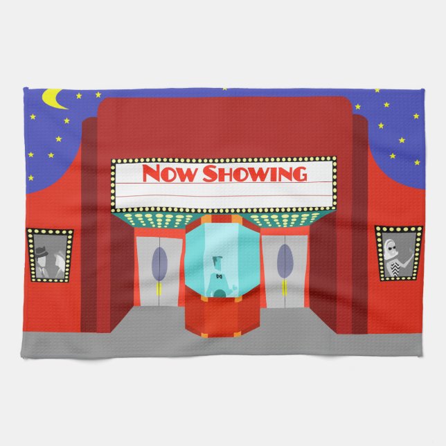 Retro Movie Theatre Kitchen Towel (Horizontal)