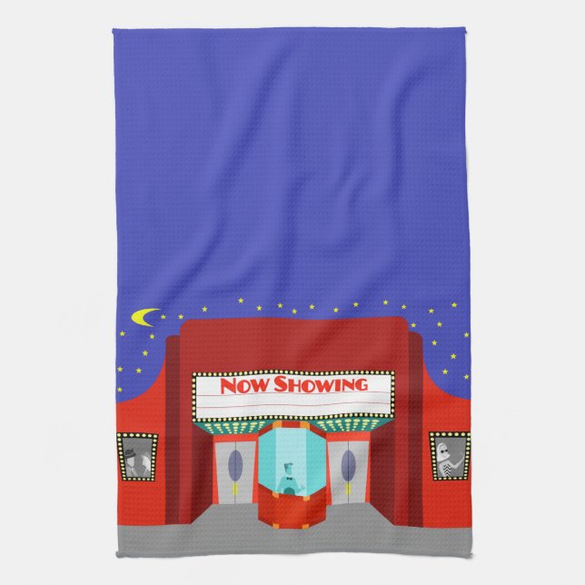Retro Movie Theatre Kitchen Towel (Vertical)