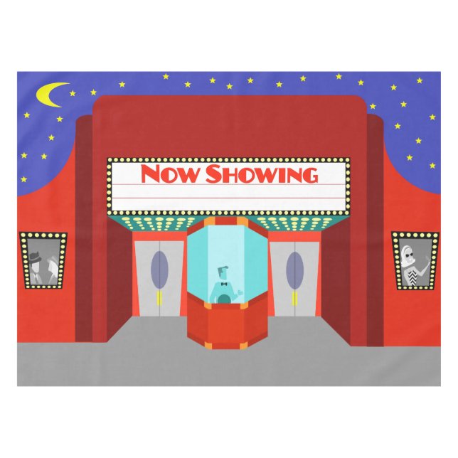 Retro Movie Theatre Tablecloth (Front (Horizontal))