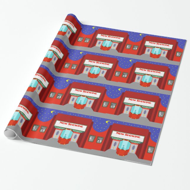 Retro Movie Theatre Wrapping Paper (Unrolled)