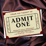 Retro Movie Ticket Admit One 50th Birthday Party Invitation<br><div class="desc">Tan brown and dark red burgundy retro movie theatre cinema ticket stub 5x7 50th birthday party invitation.  Personalise it by adding your party details and change the age to suit your occasion.  Unisex design for men and for women.  Perfect for any person aged fifty.</div>