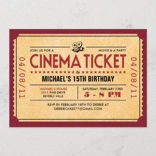Retro Movie Ticket Invitations