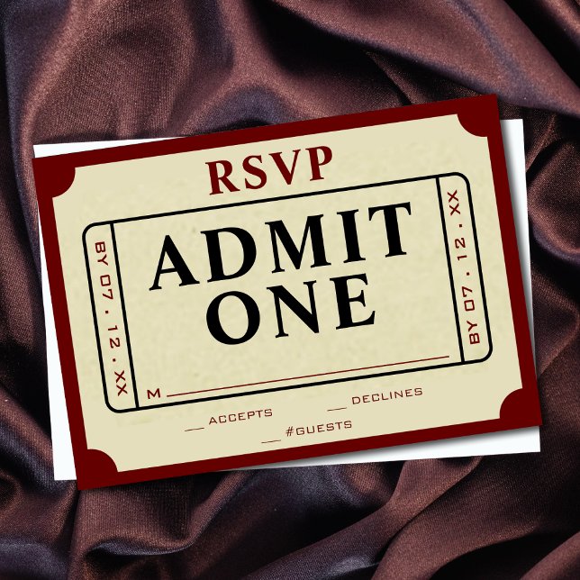 Retro Movie Ticket Stub Admit One RSVP Card (Retro Movie Ticket Stub Admit One RSVP Card)
