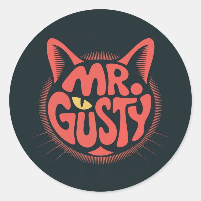Retro "Mr. Gusty" Cat Logo Vinyl Sticker (Front)