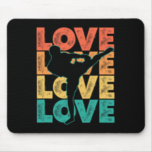 Retro Muay Thai Love Word Theme Graphic Design Kic Mouse Mat