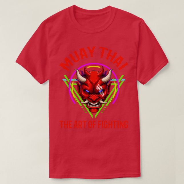 Retro Muay Thai Oni Demon Thai Boxing T-Shirt (Design Front)