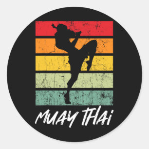 Retro Muay Thai Vintage Mma Martial Arts Thailand Classic Round Sticker
