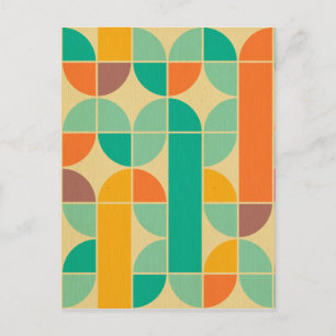 Retro multi color trendy 70's pattern funky fun postcard