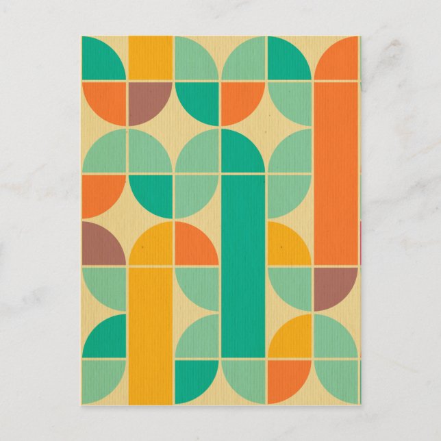 Retro multi color trendy 70's pattern funky fun postcard (Front)