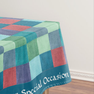 Retro Multi-Colour Chequered Quilt Square Pattern Tablecloth