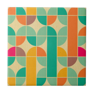 Retro multi colour trendy 70's pattern funky fun tile