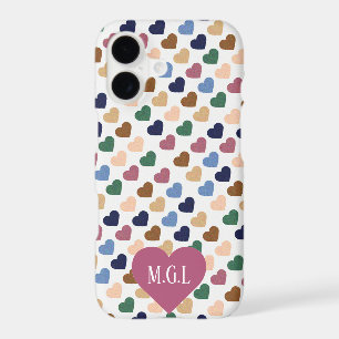 Retro Multi-Coloured Small Hearts Pattern Monogram