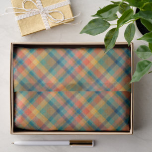 Retro Multicolor Cosy Plaid Pattern Christmas Cute Tissue Paper