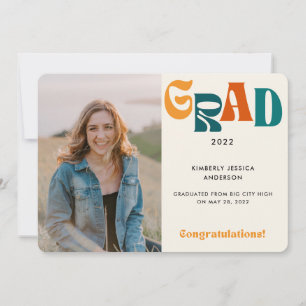 Retro Multicolor Typography Photo 2022 Graduation  Announcement