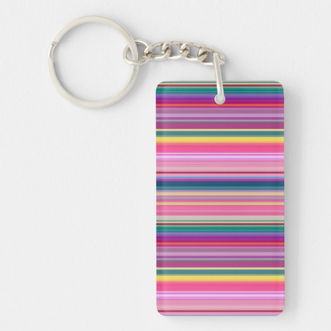 Retro multicolors stripes key ring (Front)