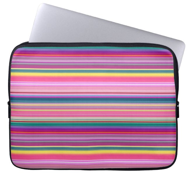 Retro multicolors stripes laptop sleeve (Front)