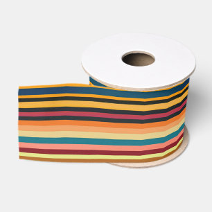 Retro Multicolour Vintage Stripe Grosgrain Ribbon