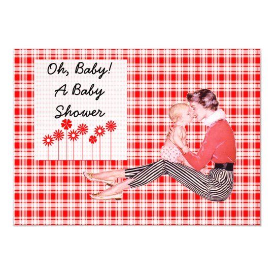 Retro Mum and Baby Shower Card